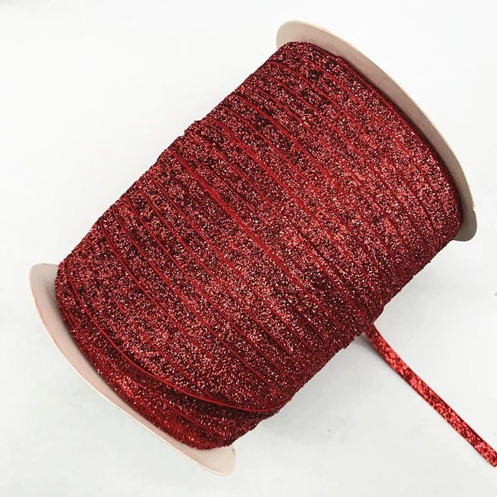6mm Glitter Velvet Ribbon Professional SingleFace NonElastic Headband Bow Decoration 10
