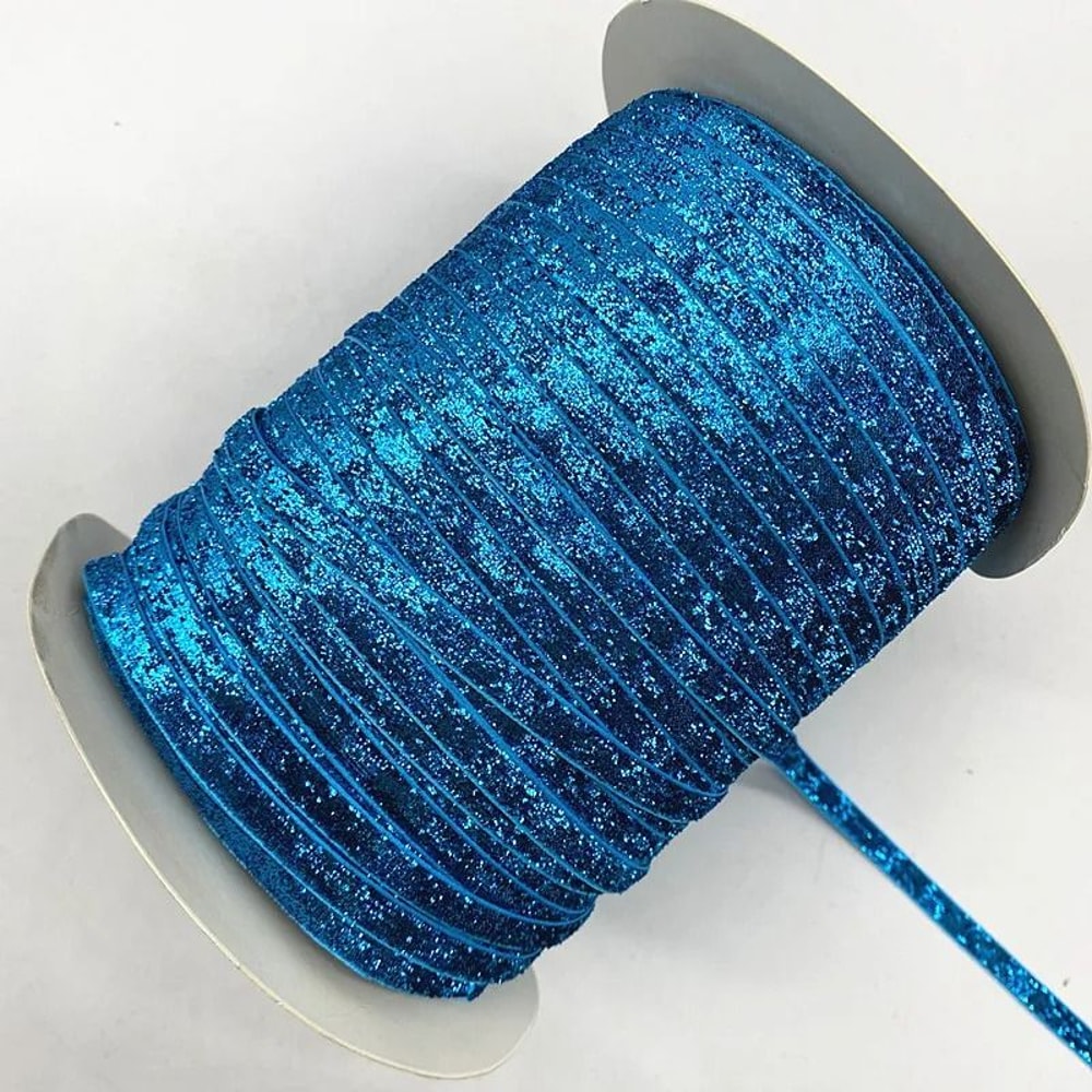 6mm Glitter Velvet Ribbon Professional SingleFace NonElastic Headband Bow Decoration 12