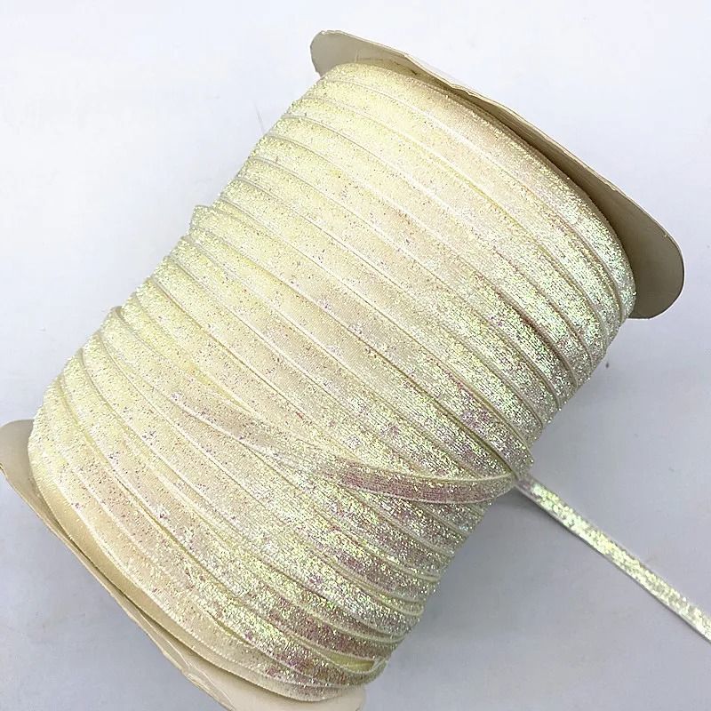 6mm Glitter Velvet Ribbon Professional SingleFace NonElastic Headband Bow Decoration 15