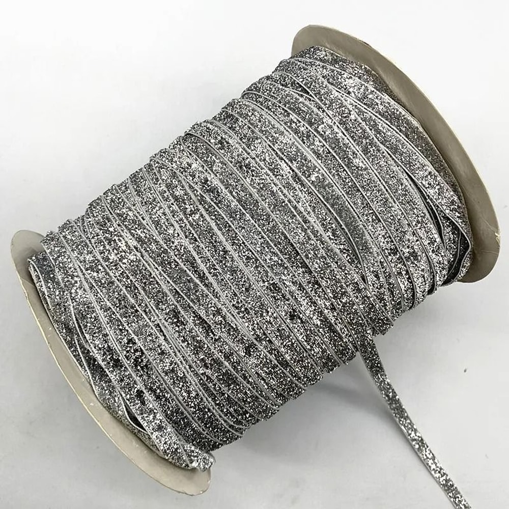 6mm Glitter Velvet Ribbon Professional SingleFace NonElastic Headband Bow Decoration 16