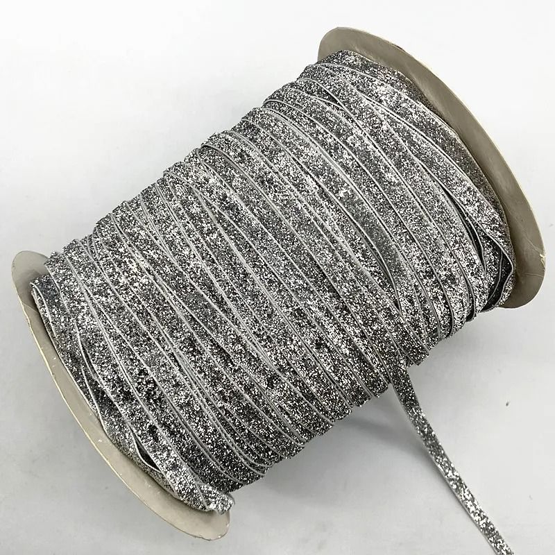 6mm Glitter Velvet Ribbon Professional SingleFace NonElastic Headband Bow Decoration 16