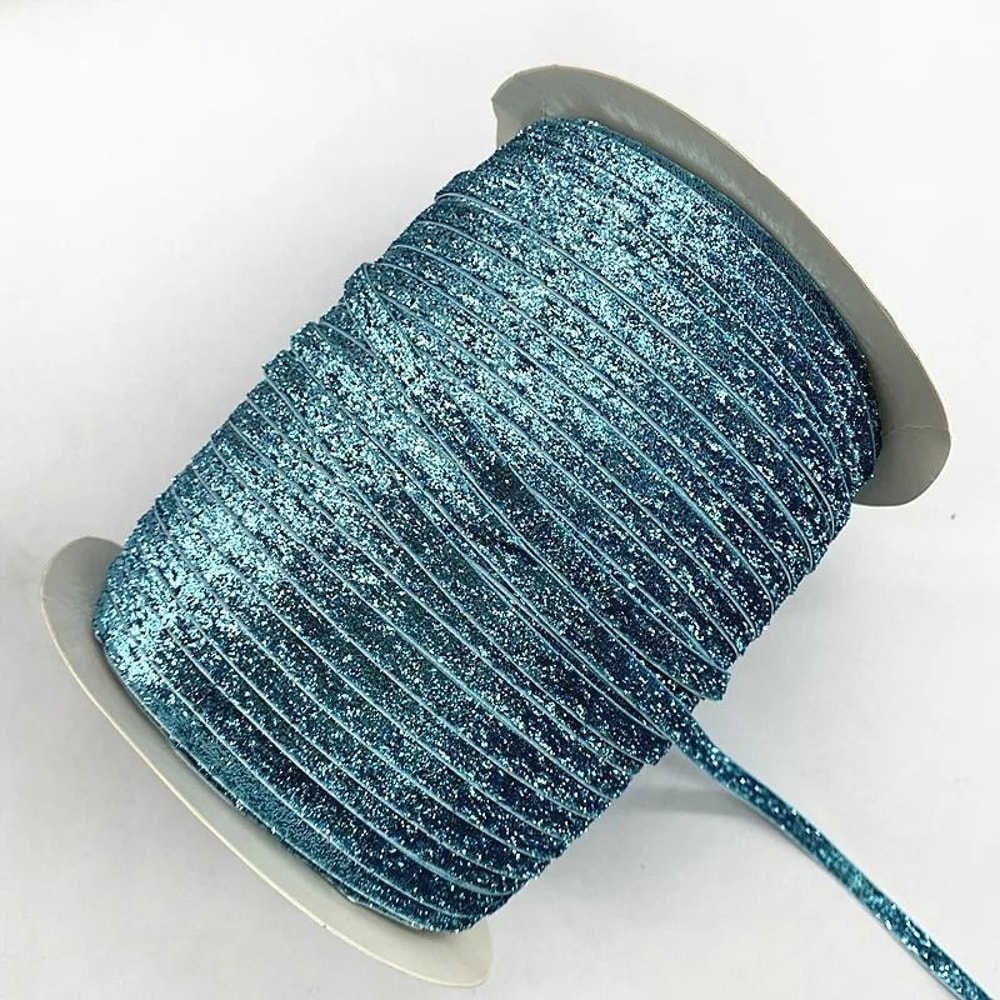 6mm Glitter Velvet Ribbon Professional SingleFace NonElastic Headband Bow Decoration 22