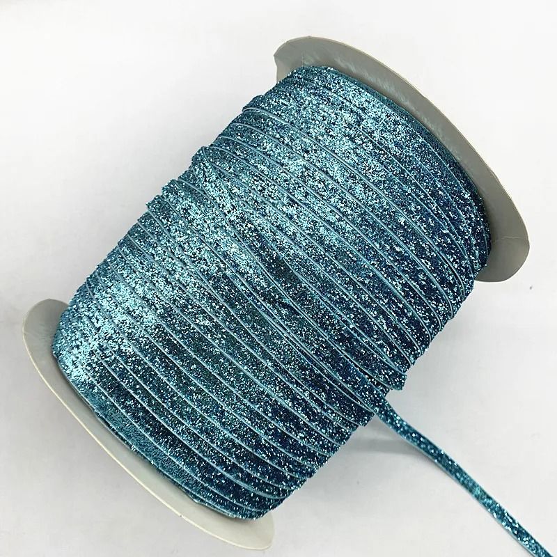 6mm Glitter Velvet Ribbon Professional SingleFace NonElastic Headband Bow Decoration 22