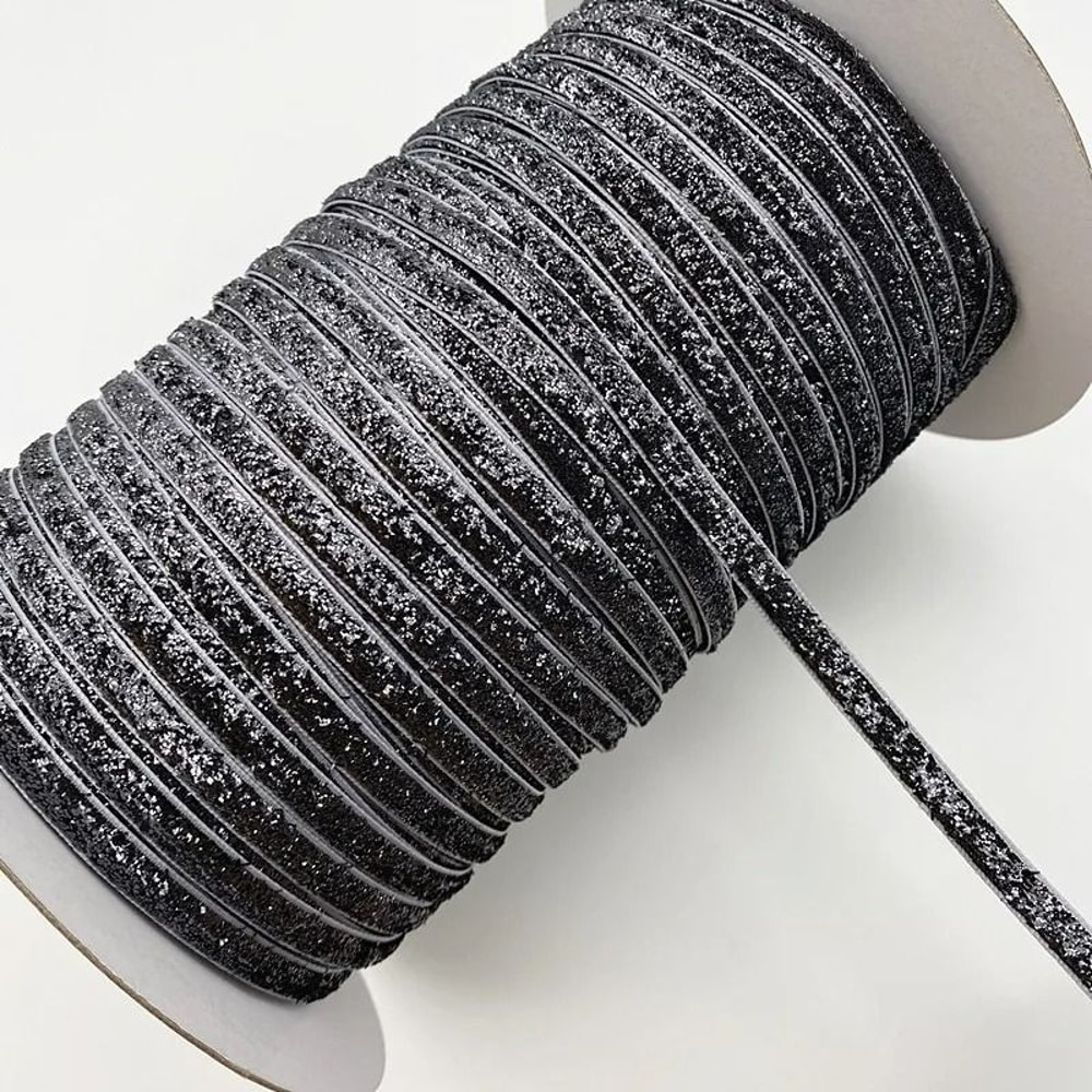 6mm Glitter Velvet Ribbon Professional SingleFace NonElastic Headband Bow Decoration 27