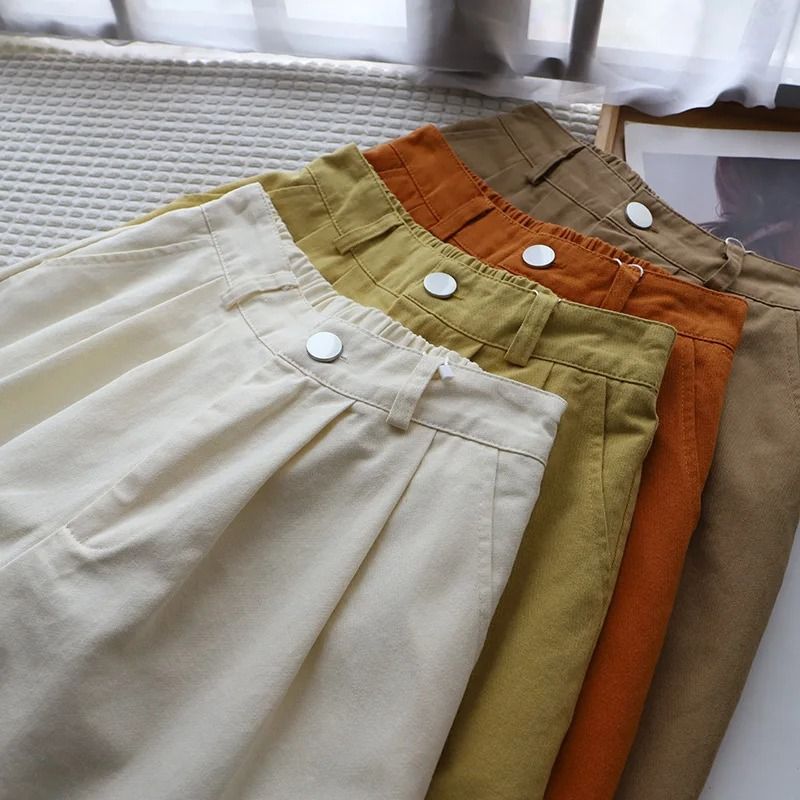 Summer Washed Cotton Short Pants Womens Oversize HighWaist WideLeg Comfort System 3