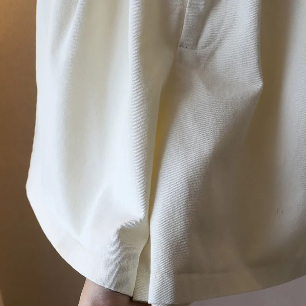 Summer Washed Cotton Short Pants Womens Oversize HighWaist WideLeg Comfort System 5