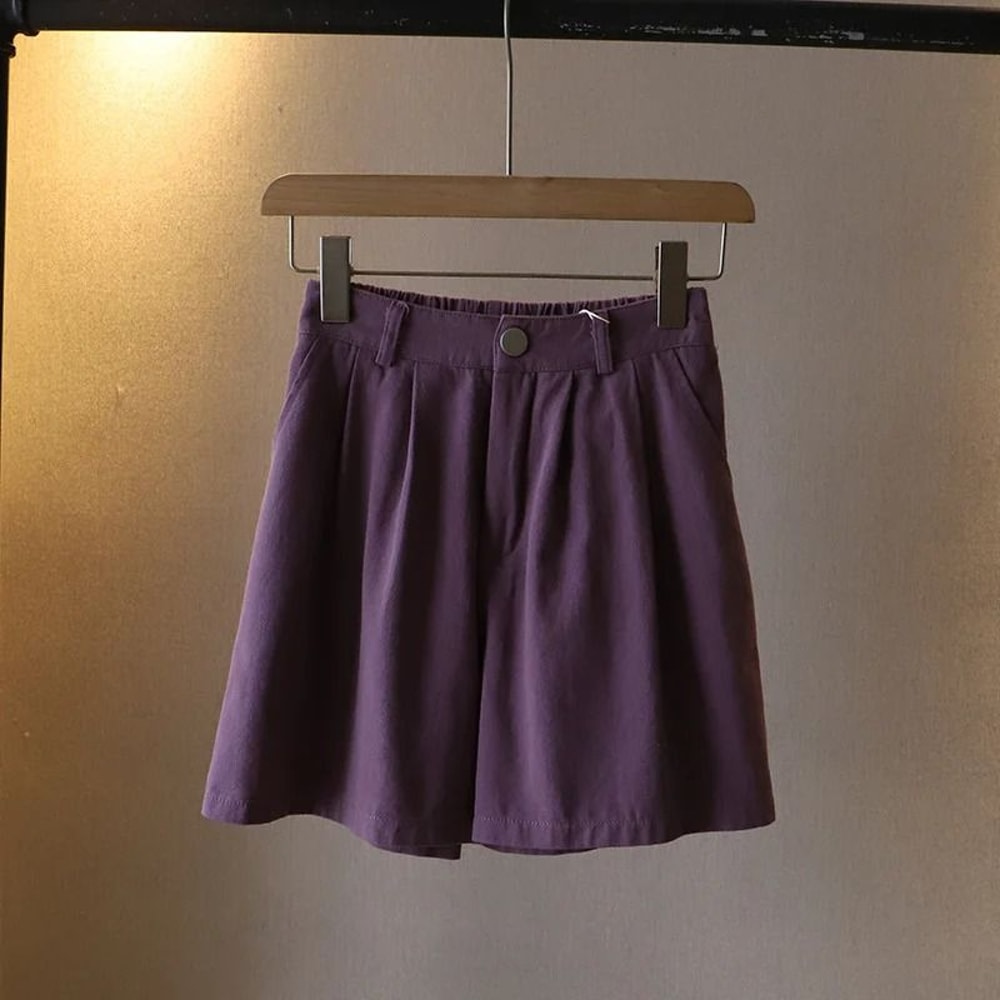 Summer Washed Cotton Short Pants Womens Oversize HighWaist WideLeg Comfort System 6