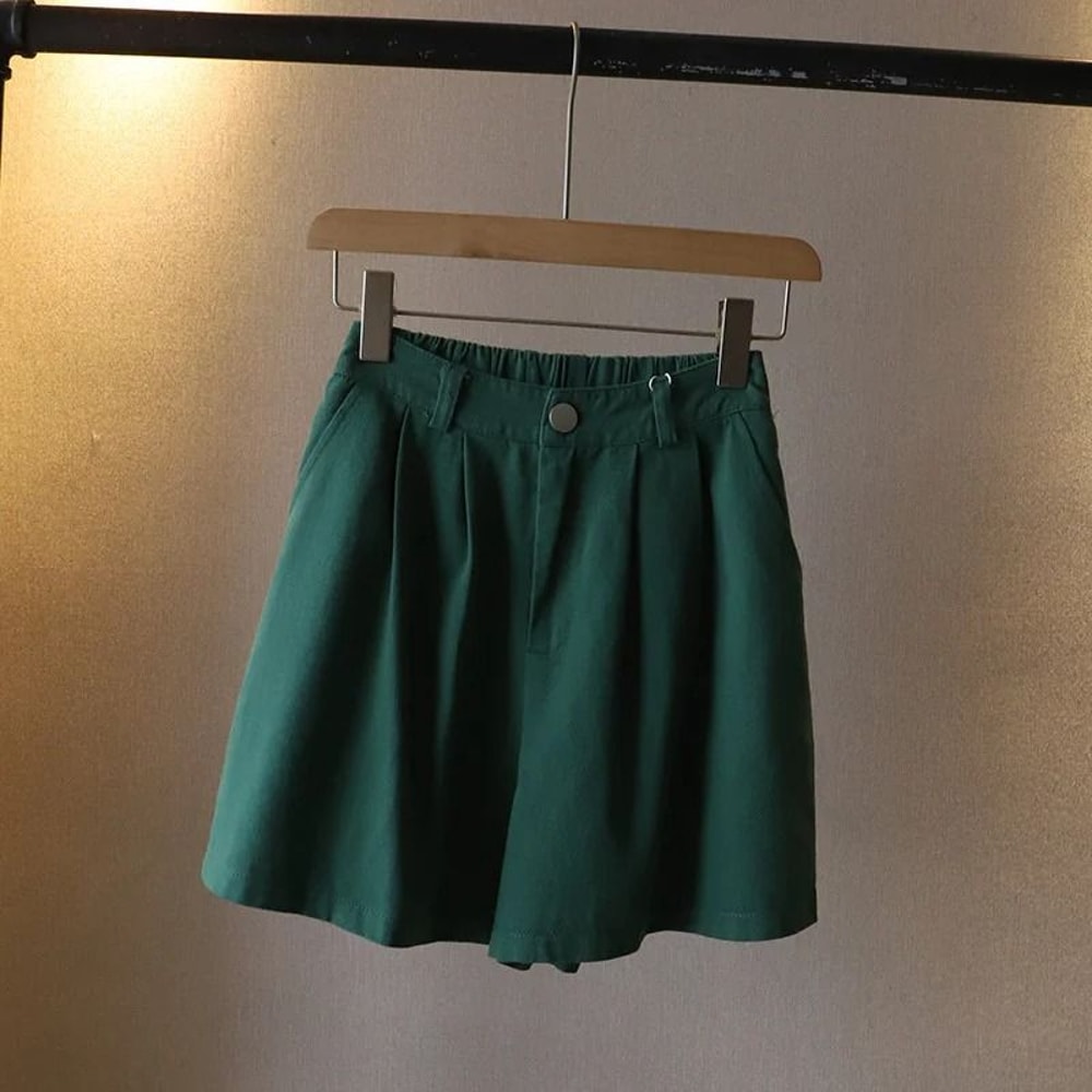 Summer Washed Cotton Short Pants Womens Oversize HighWaist WideLeg Comfort System 13