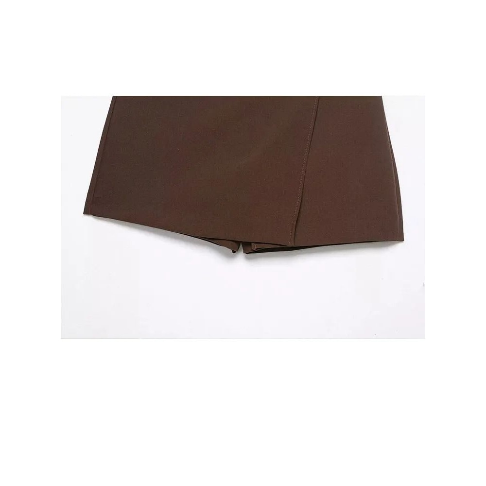 HH 2025 Autumn Asymmetric Culottes Womens HighWaist ALine Pantskirt With Metal Applique 5