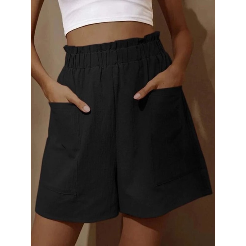 Womens Summer Loose Casual Shorts HighWaist WideLeg Sports Leisure Comfort System 1
