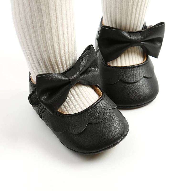 Baby Casual Mary Janes Newborn Bowknot NonSlip SoftSole PU First Walkers 5