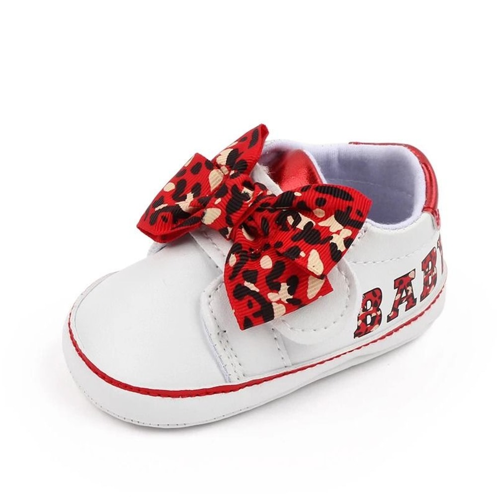 Citgeett Autumn Infant Sneakers Baby Girl Leopard Print Bow Letter First Walking System 4