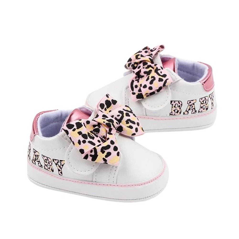 Citgeett Autumn Infant Sneakers Baby Girl Leopard Print Bow Letter First Walking System 5
