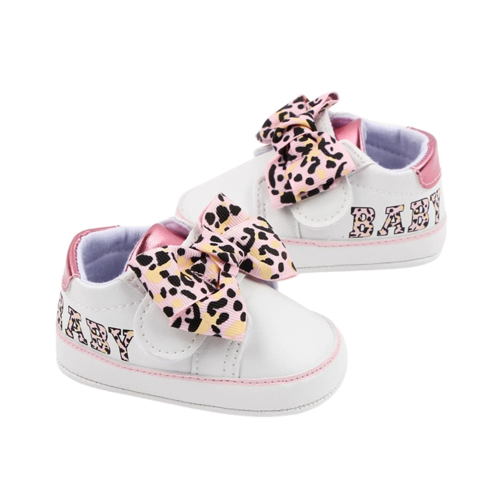 Citgeett Autumn Infant Sneakers Baby Girl Leopard Print Bow Letter First Walking System 7