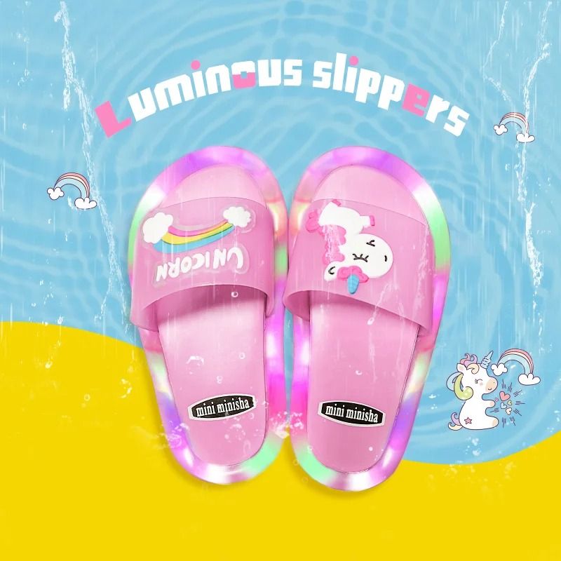 2023 LED Kids LightUp Slippers Professional Bathroom Sandals Toddler Safety Footwear System 2