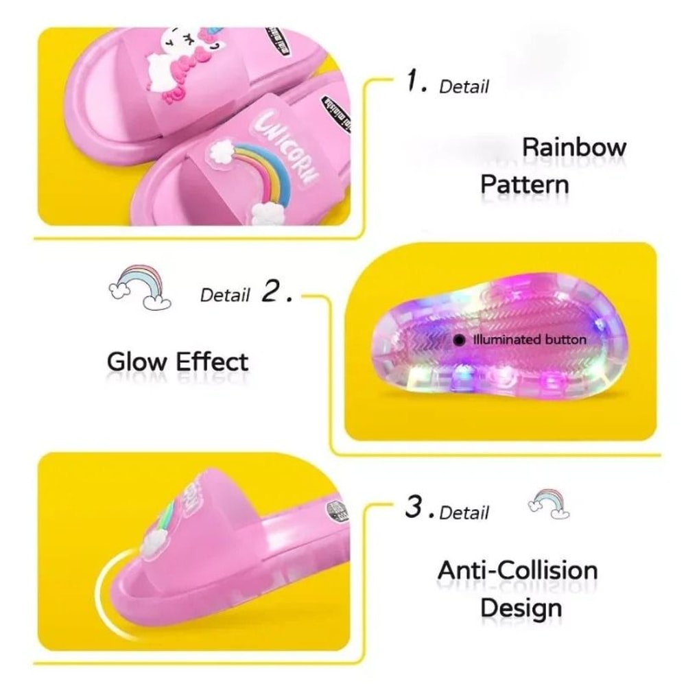 2023 LED Kids LightUp Slippers Professional Bathroom Sandals Toddler Safety Footwear System 4