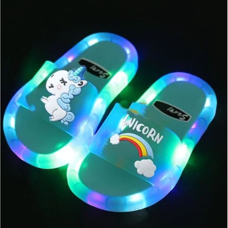 2023 LED Kids LightUp Slippers Professional Bathroom Sandals Toddler Safety Footwear System 7