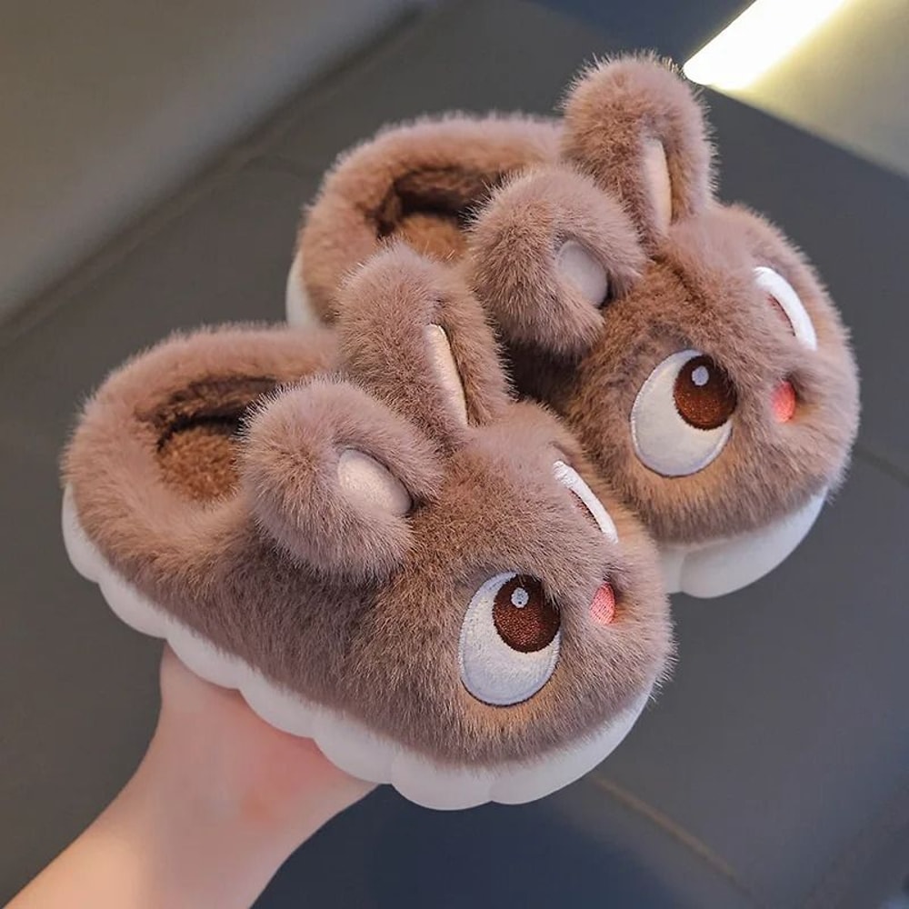 2024 Cute Rabbit Winter Slippers Childrens Fluffy Indoor House Shoes Thermal Comfort System 2