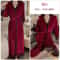 Womens Warm Velour Homewear Set Burgundy Kimono Robe Cami Sleepwear Winter Loungewear System 10