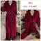 Womens Warm Velour Homewear Set Burgundy Kimono Robe Cami Sleepwear Winter Loungewear System 10