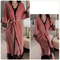 Womens Warm Velour Homewear Set Burgundy Kimono Robe Cami Sleepwear Winter Loungewear System 11