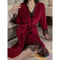 Womens Warm Velour Homewear Set Burgundy Kimono Robe Cami Sleepwear Winter Loungewear System 1
