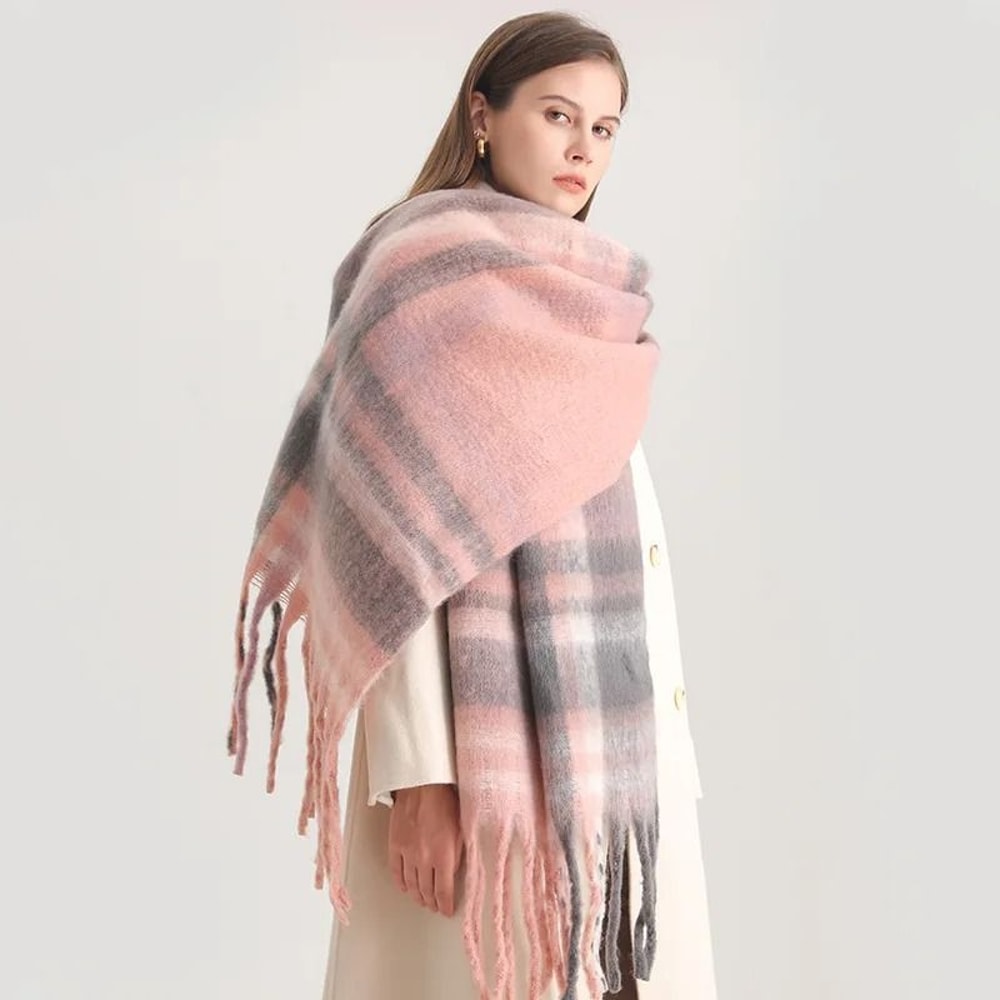 Korean Winter Imitation Cashmere Scarf Premium Thick Warm Shawl Tassel Blanket System 0