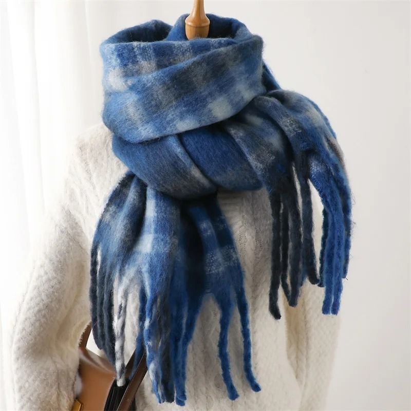 Korean Winter Imitation Cashmere Scarf Premium Thick Warm Shawl Tassel Blanket System 9
