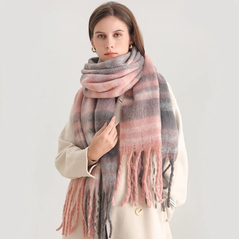 Korean Winter Imitation Cashmere Scarf Premium Thick Warm Shawl Tassel Blanket System 6