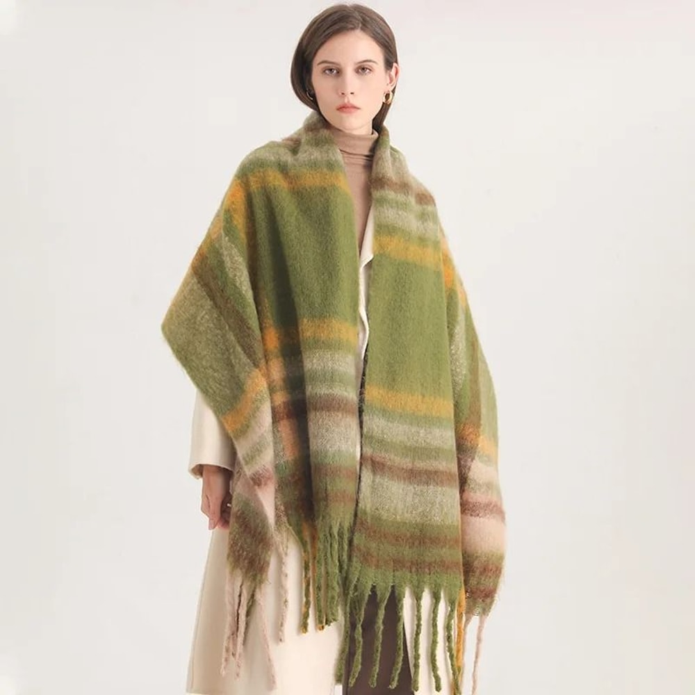 Korean Winter Imitation Cashmere Scarf Premium Thick Warm Shawl Tassel Blanket System 8