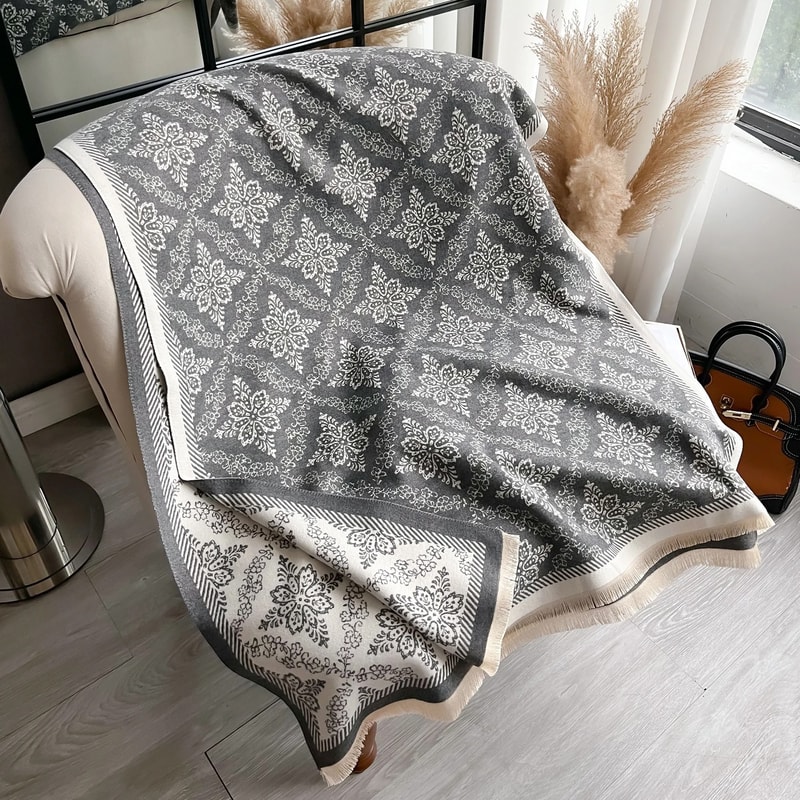 Luxury TwoSided Ethnic Pashmina Premium Cashmere Winter Coldproof Shawl Windproof Blanket System 8