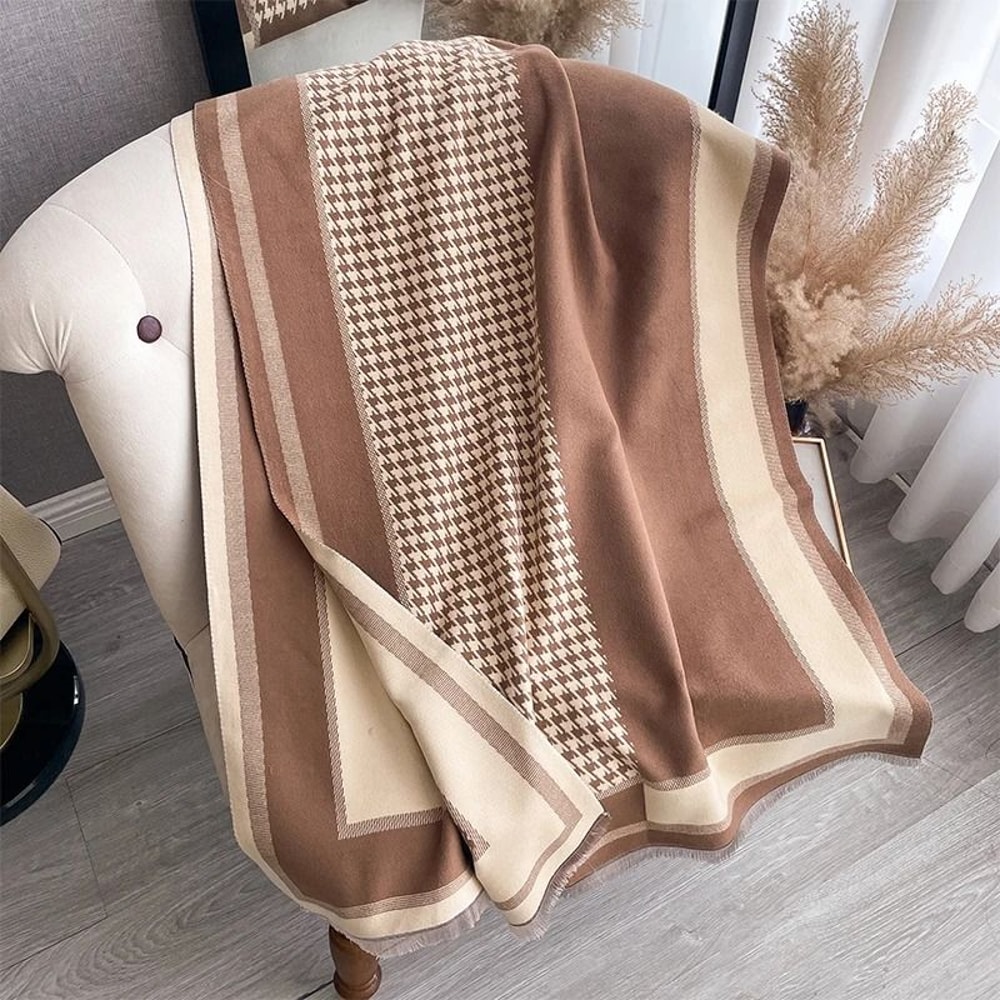 2024 Luxury TwoSided Jacquard Pashmina Premium Cashmere Winter Coldproof Shawl Windproof Blanket 3