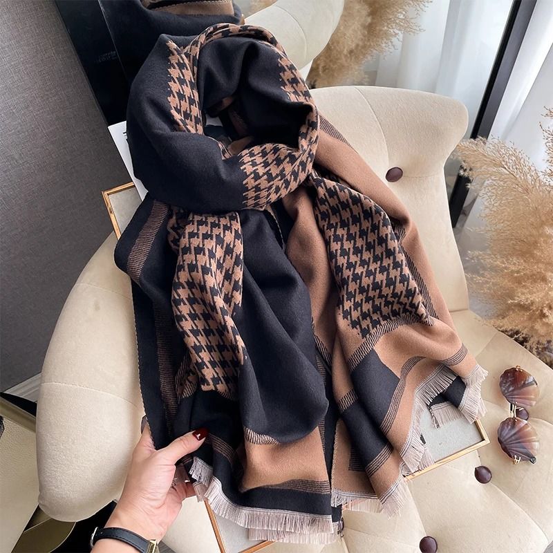 2024 Luxury TwoSided Jacquard Pashmina Premium Cashmere Winter Coldproof Shawl Windproof Blanket 4