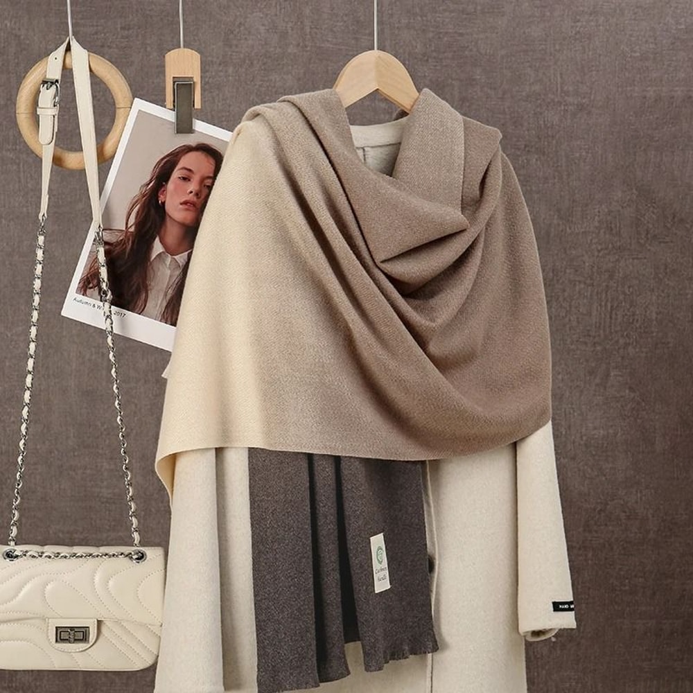 2024 Gradient CashmereFeel Scarf Womens Ombre Tassel Shawl Winter Warm Blanket System 0