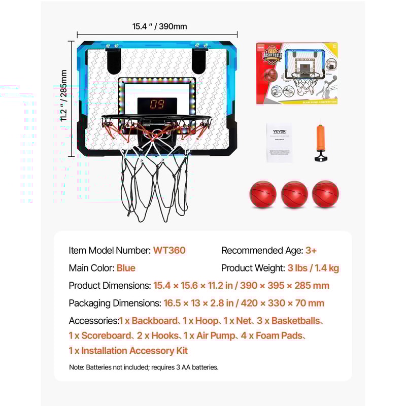 SucceBuy Foldable Basketball Hoop System Professional WallMounted Kids Sport Exercise Infrastruct 6