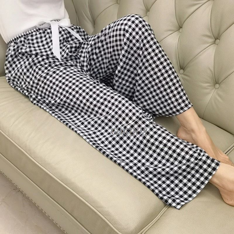 Womens Floral Viscose WideLeg Pants AntiMosquito Drape Loose Straight Pajama System 16