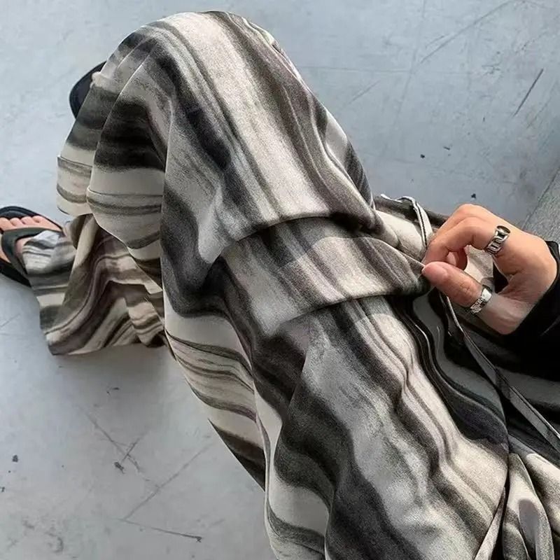 Womens Floral Viscose WideLeg Pants AntiMosquito Drape Loose Straight Pajama System 5