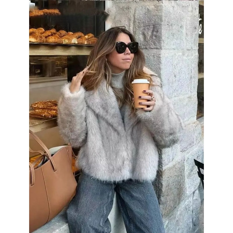 HH Elegant Faux Fur Outerwear System Premium HighStreet Fluffy Lapel Jacket Thermal Fashion Infra 0