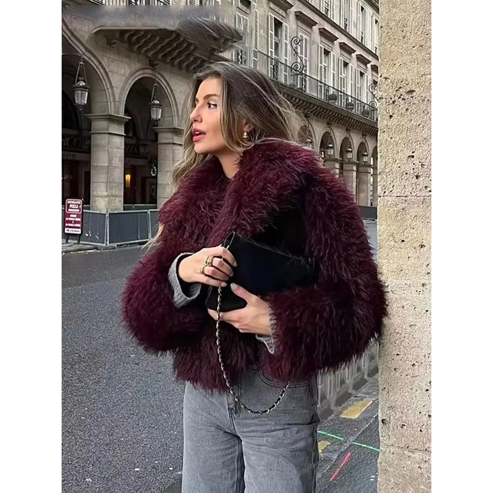 HH Elegant Faux Fur Outerwear System Premium HighStreet Fluffy Lapel Jacket Thermal Fashion Infra 1