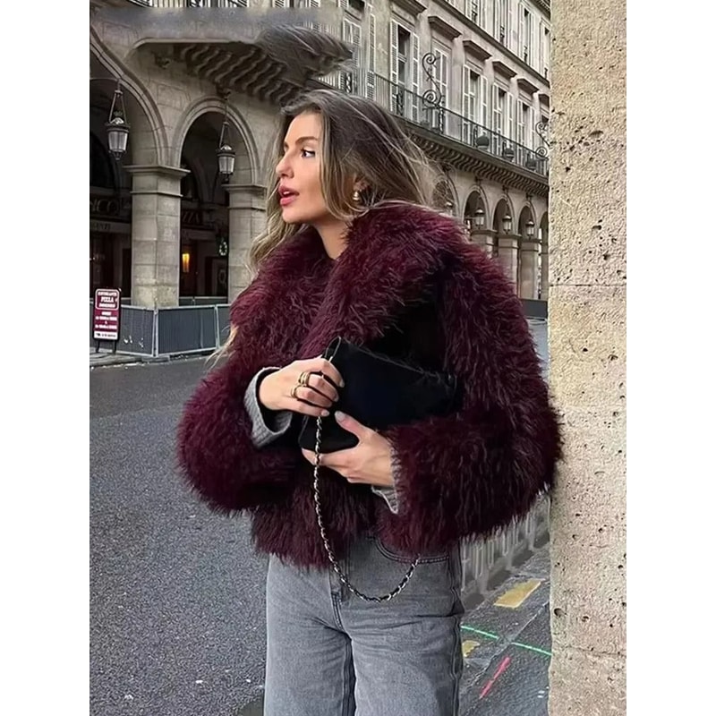 HH Elegant Faux Fur Outerwear System Premium HighStreet Fluffy Lapel Jacket Thermal Fashion Infra 1