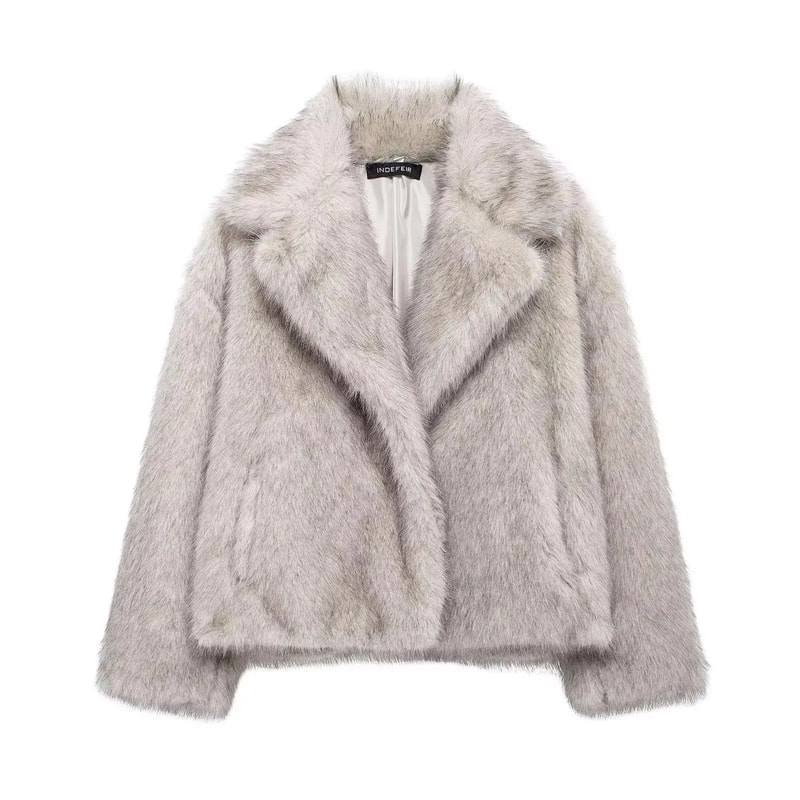 HH Elegant Faux Fur Outerwear System Premium HighStreet Fluffy Lapel Jacket Thermal Fashion Infra 21