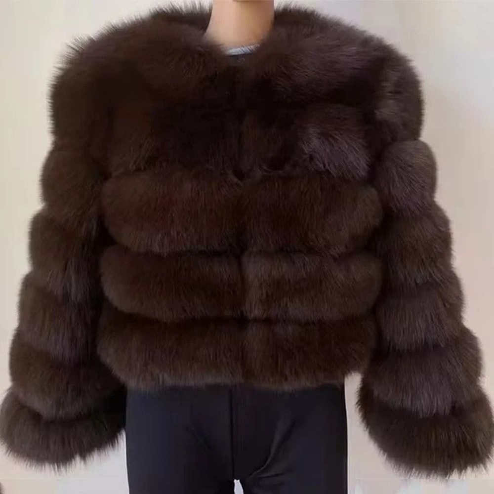 2024 Luxury Faux Raccoon Fur Coat Premium Fluffy Winter Jacket Thick Warm Furry Outerwear System 1