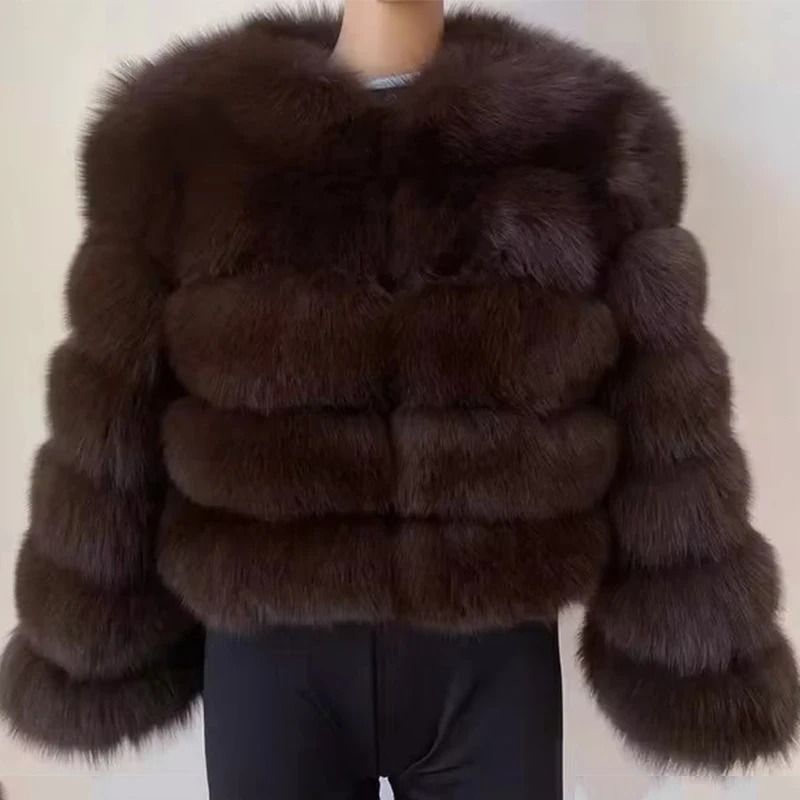 2024 Luxury Faux Raccoon Fur Coat Premium Fluffy Winter Jacket Thick Warm Furry Outerwear System 1
