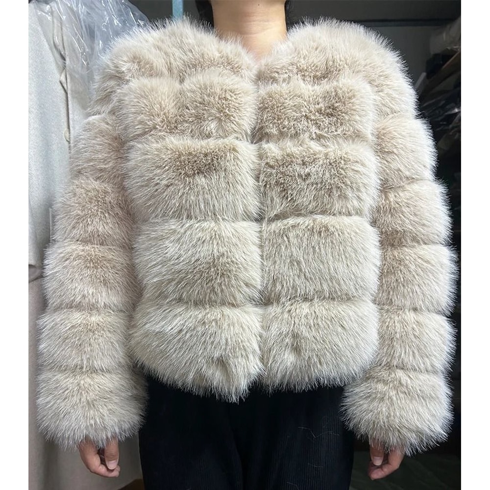 2024 Luxury Faux Raccoon Fur Coat Premium Fluffy Winter Jacket Thick Warm Furry Outerwear System 2