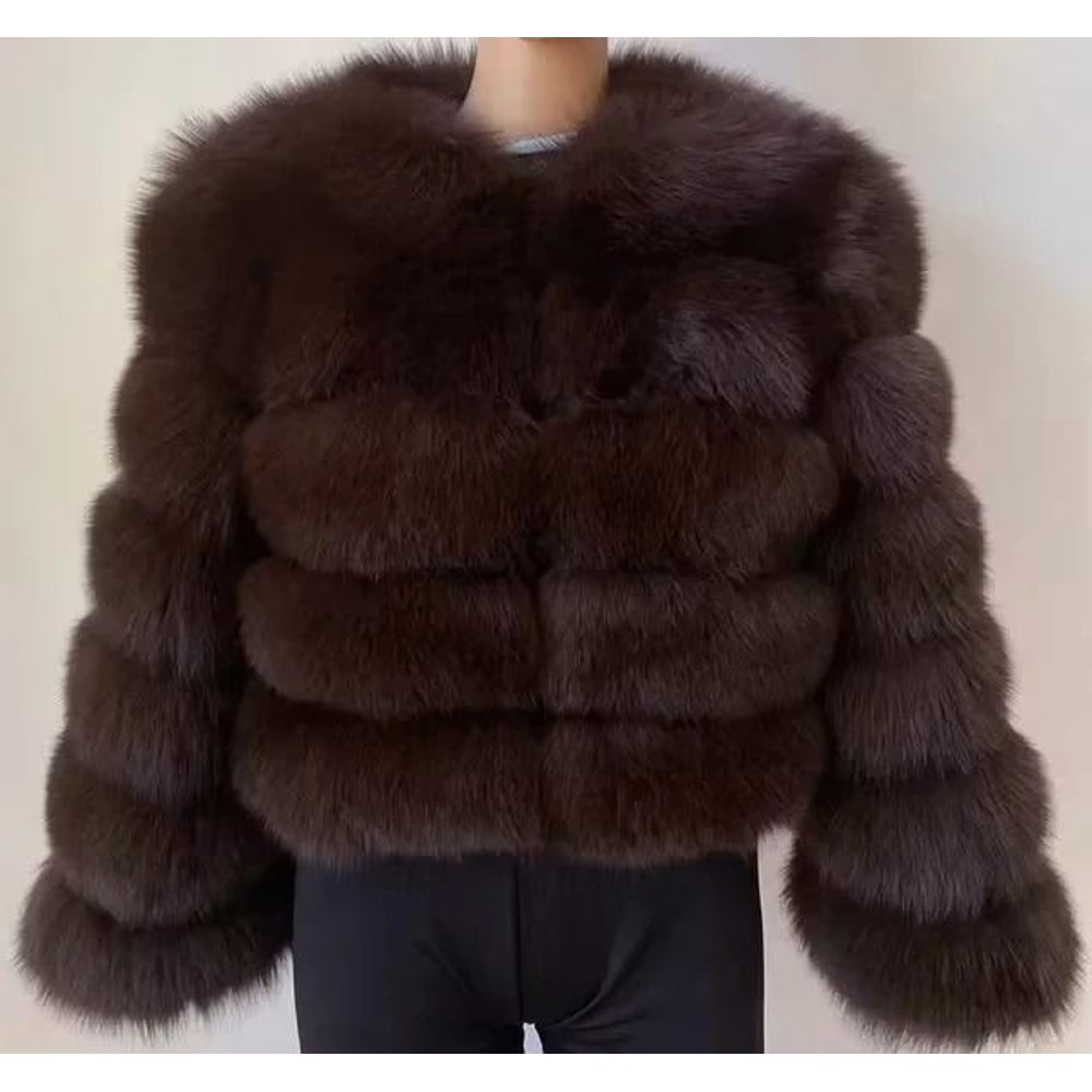 2024 Luxury Faux Raccoon Fur Coat Premium Fluffy Winter Jacket Thick Warm Furry Outerwear System 14
