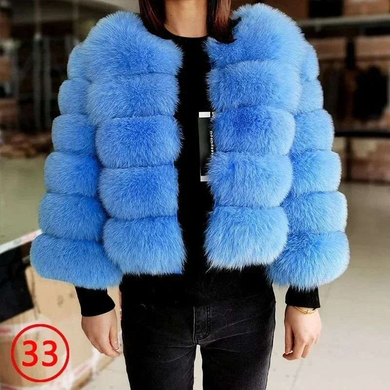 2024 Luxury Faux Raccoon Fur Coat Premium Fluffy Winter Jacket Thick Warm Furry Outerwear System 16