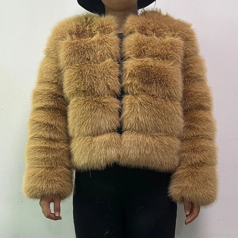 2024 Luxury Faux Raccoon Fur Coat Premium Fluffy Winter Jacket Thick Warm Furry Outerwear System 3
