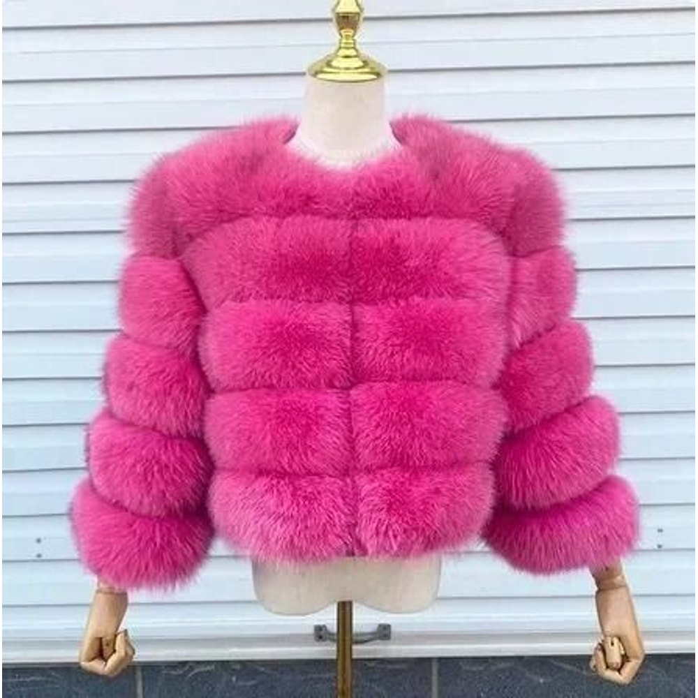 2024 Luxury Faux Raccoon Fur Coat Premium Fluffy Winter Jacket Thick Warm Furry Outerwear System 5