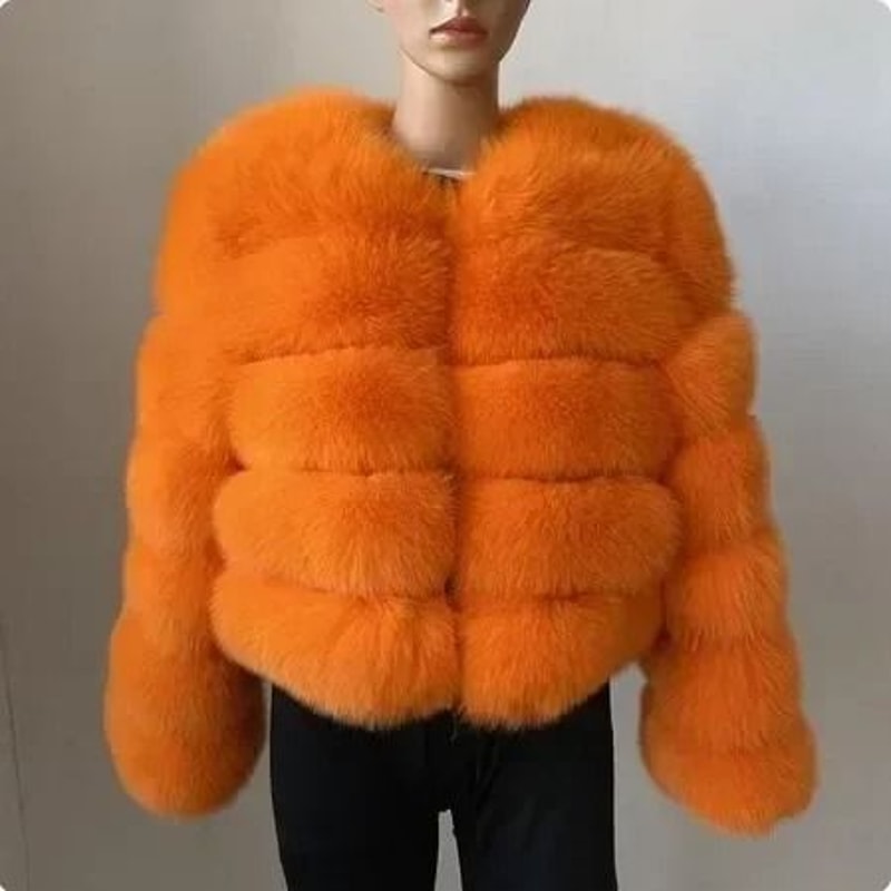 2024 Luxury Faux Raccoon Fur Coat Premium Fluffy Winter Jacket Thick Warm Furry Outerwear System 7