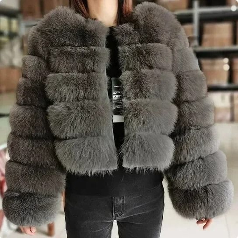 2024 Luxury Faux Raccoon Fur Coat Premium Fluffy Winter Jacket Thick Warm Furry Outerwear System 24